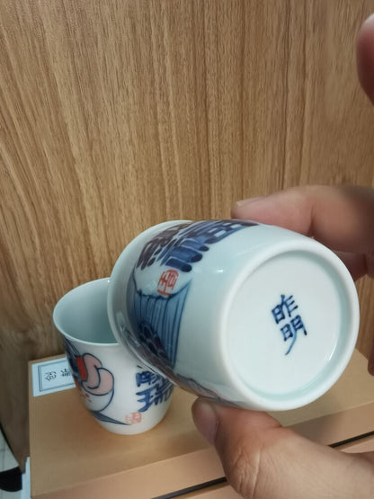 2pcs x 90cc China JingDeZhen master tea cup Gao WhiteClay beauty ceramic cup