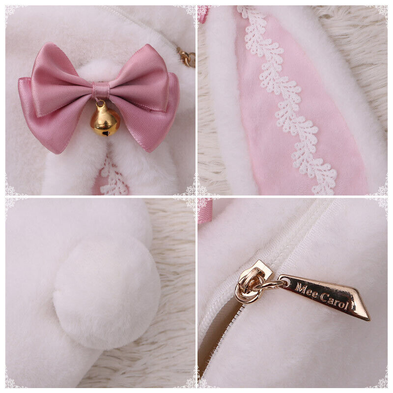 Lolita Kawaii Crossbody Bag Furry Cute Rabbit Bunny Ear Pearl Shoulder Hand Bag