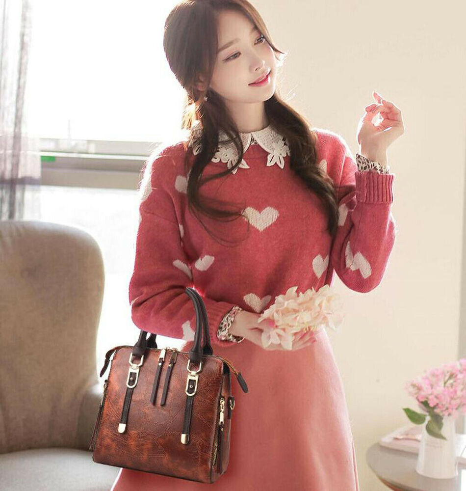 Women's PU Leather Handbags Crossbody Bag Tote Messenger Ladies Shoulder Purse