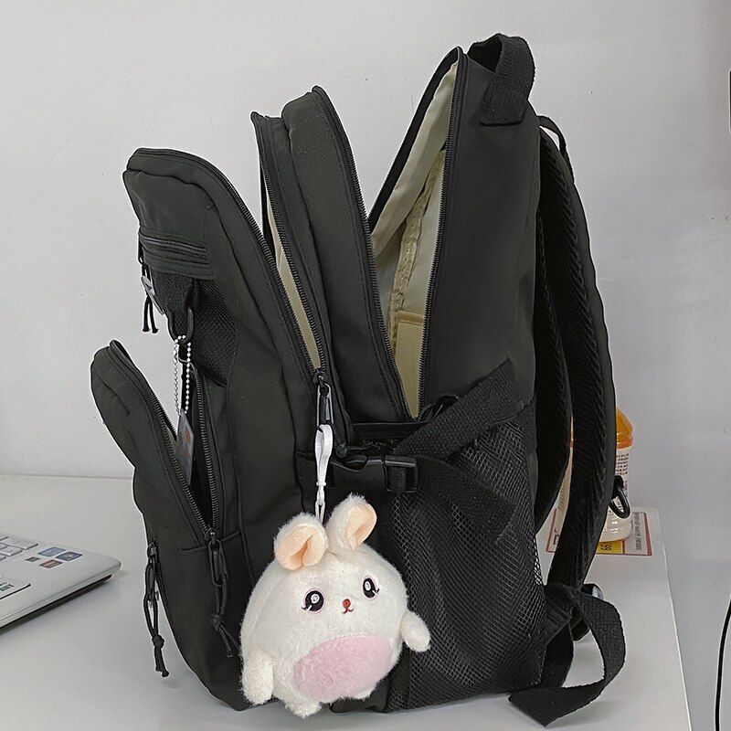 Nylon Backpack College Style Large Travel Rucksack School Bags Purple/Pink/Black