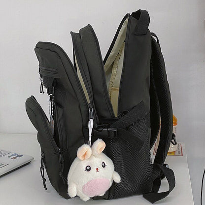 Nylon Backpack College Style Large Travel Rucksack School Bags Purple/Pink/Black