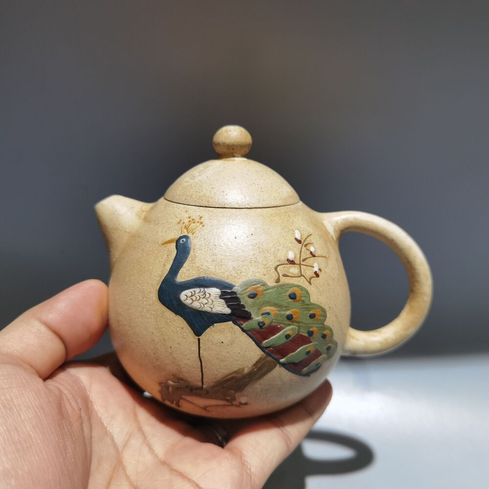 Vintage Chinese Yixing Purple Clay Teapot Zisha Ceremony Fine Peacock Teaware