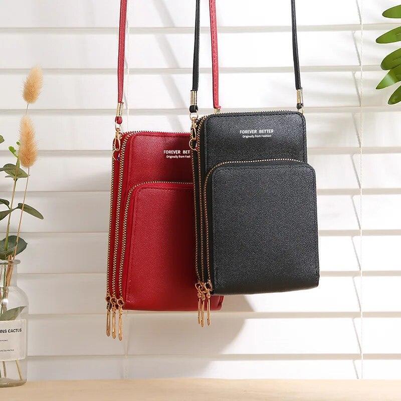 Women Touch Screen RFID Crossbody Cell Phone Bag Wallet Pouch Shoulder Purse