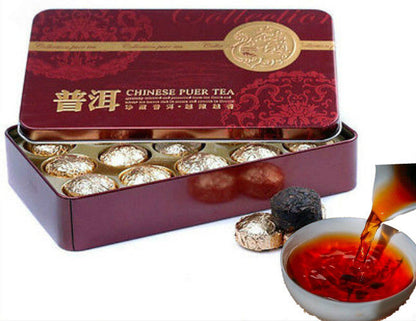 80g Black Tea 15 Pcs Ripened Pu-erh Tea Gift Packing Cooked Puerh Tea Tin Box