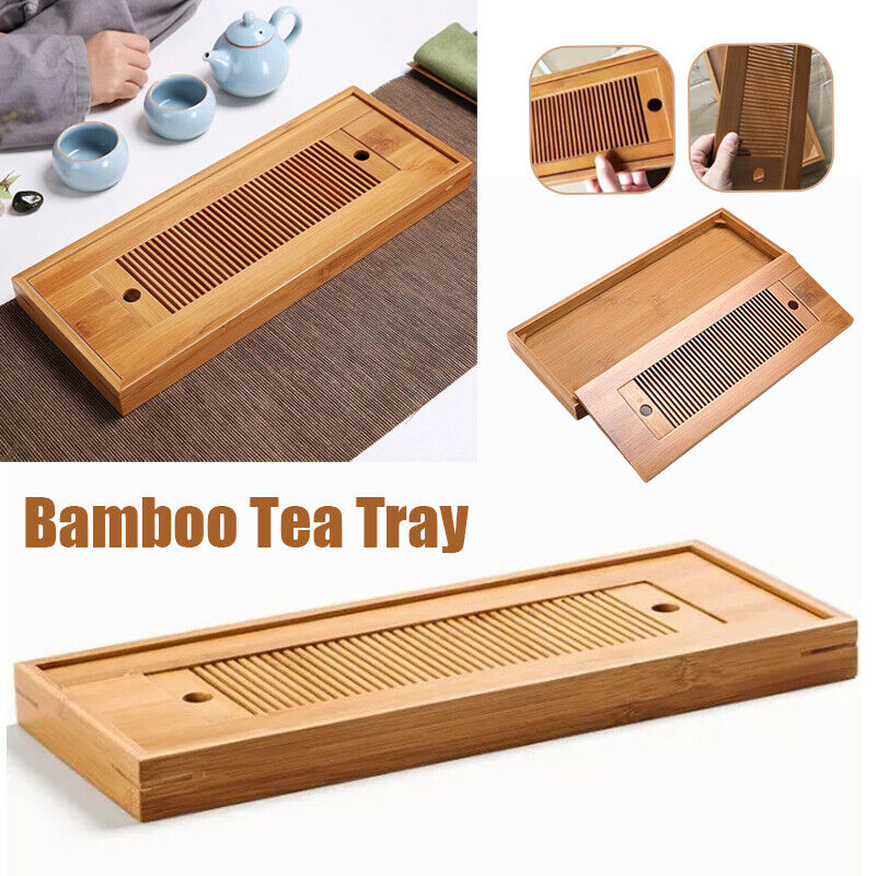 Chinese Tea Tray Bamboo Drainage Water Storage Kung Fu Tea Set Drawer Tea Board