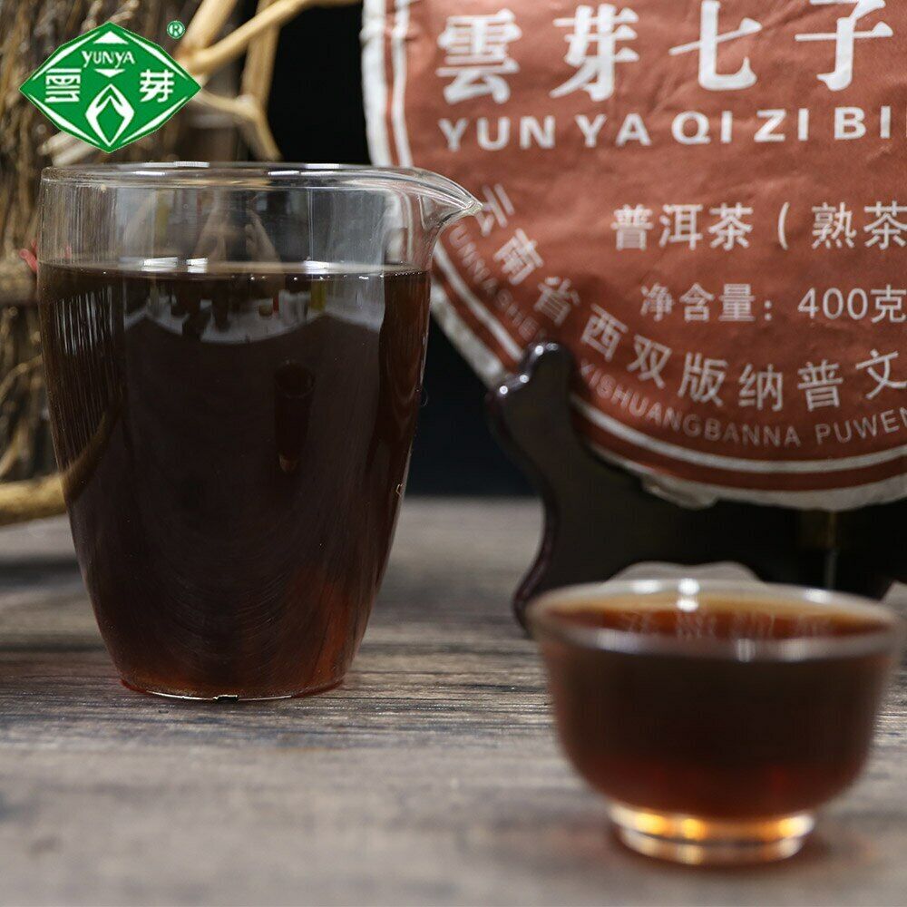 400g Yunnan Pu-erh Premium YUN YA QI ZI BING CHA Puer Ripe Shu Cake Tea