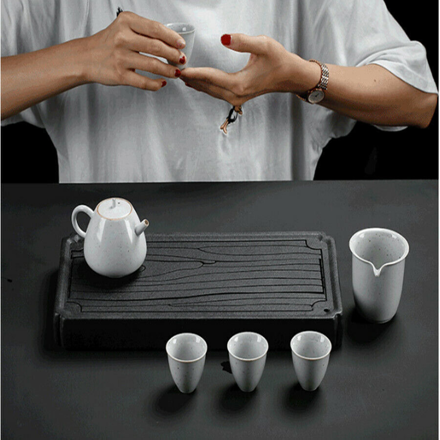 Black Ceramic Tea tray Kungfu Gongfu Tea Tray Serving Table Plate water storage