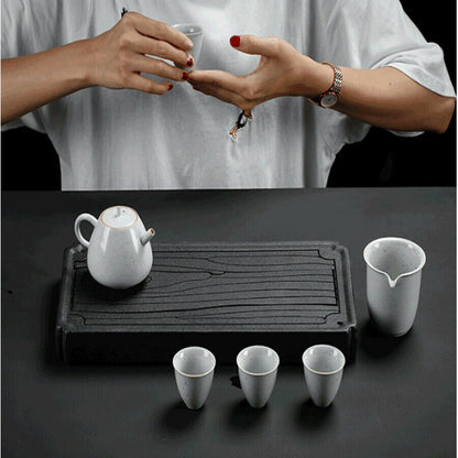 Black Ceramic Tea tray Kungfu Gongfu Tea Tray Serving Table Plate water storage