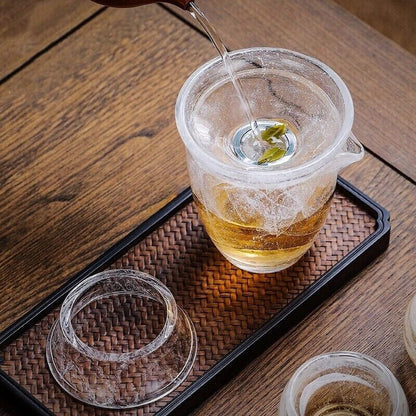 Tea Strainer Snow Crystal Glass Glaze Fine Mesh Brewing Filter Accessory 9x5.5cm