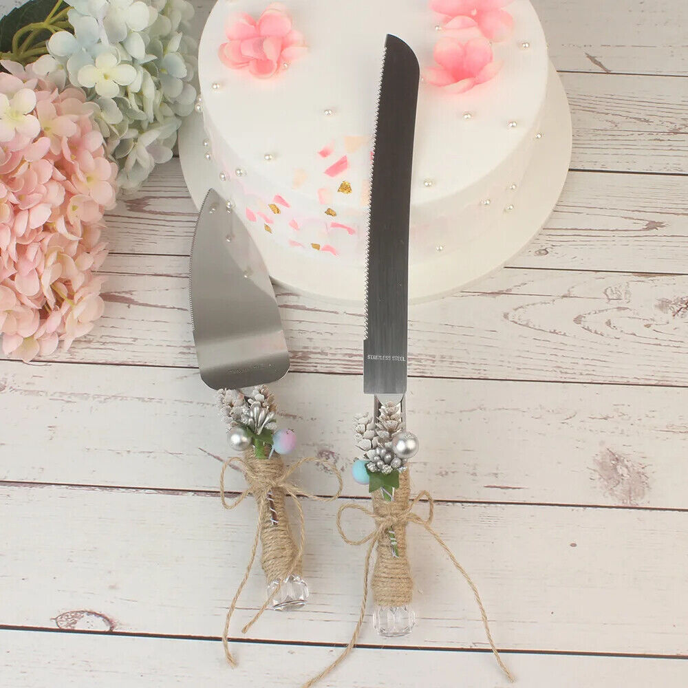 Wedding Cake Knives 2Pcs Metal Party Desserts Shovel Cutter Spatula Baking Tools