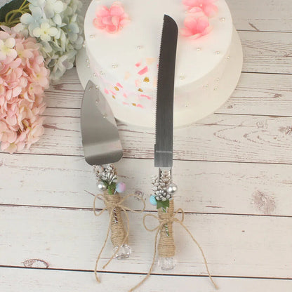 Wedding Cake Knives 2Pcs Metal Party Desserts Shovel Cutter Spatula Baking Tools