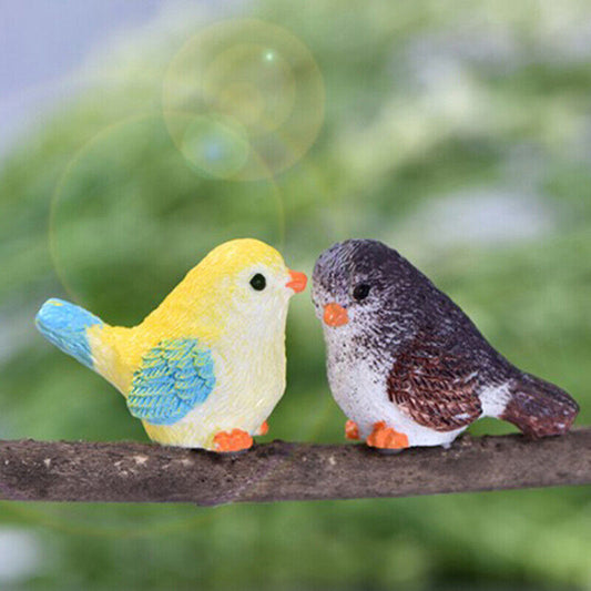 8pcs/set Cute Cartoon Colorful Fly Bird Sparrow Small Statue Figurine Ornam Lt1