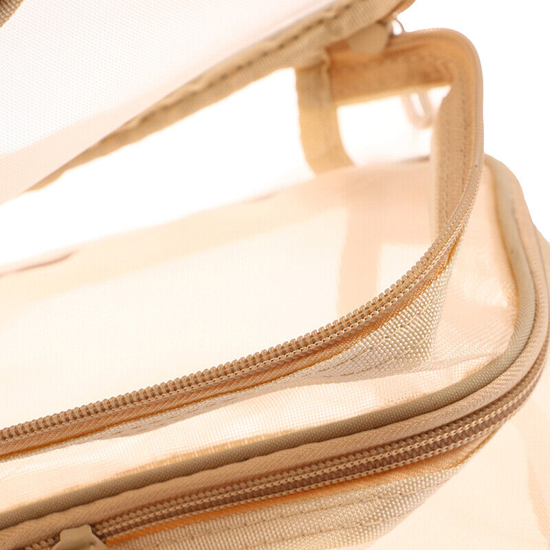 Clear Mesh Double Layer Portable Large Case Cosmetic Storage Bag Pouch Case