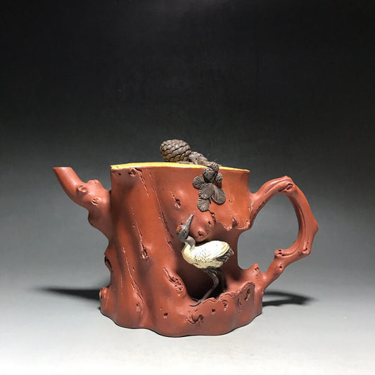 Chinese Yixing Zisha Clay Handmade Exquisite Teapot（松鹤树桩 底款：王寅仙）