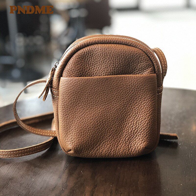 Genuine Leather Shoulder Bag Fashion Vintage Small Purse 14*7*18 CM Cotton Green