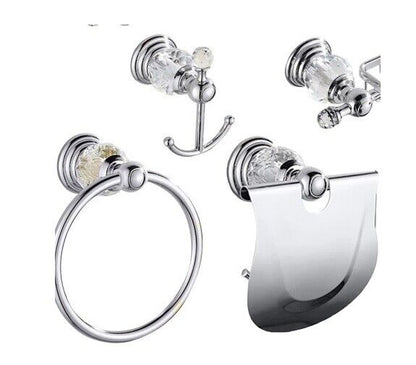 Luxury Crystal Silver Bathroom Accessories Chrome Polished Brass Hardware Sets