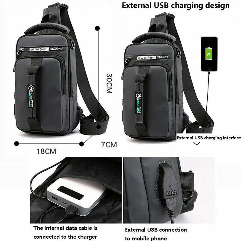 Multifunction USB Shoulder Bag Chest Bags Waterproof Travel Pack Messenger Pack