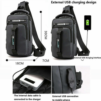 Multifunction USB Shoulder Bag Chest Bags Waterproof Travel Pack Messenger Pack