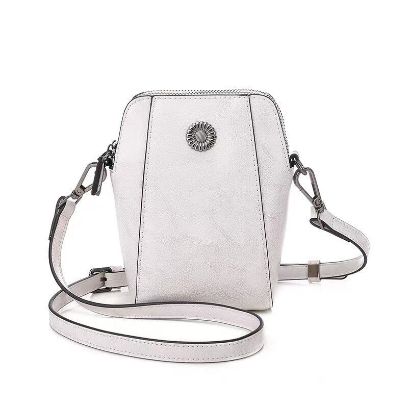 Split Leather Phone Bag Single Shoulder Messenger Cowhide Crossbody 16*18*9 CM