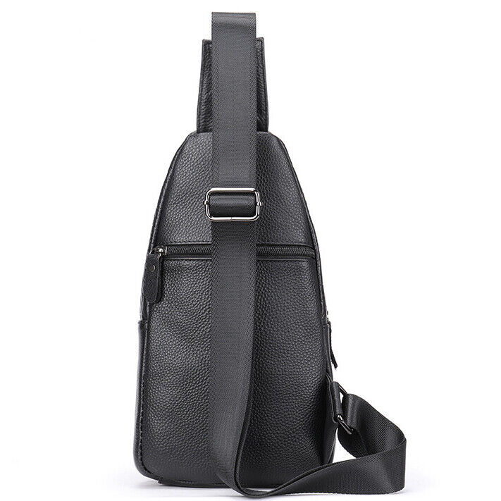 Mens Cow Leather Crocodile Pattern Chest Bag Sling Backpack Crossbody Travel Bag