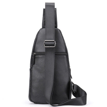 Mens Cow Leather Crocodile Pattern Chest Bag Sling Backpack Crossbody Travel Bag