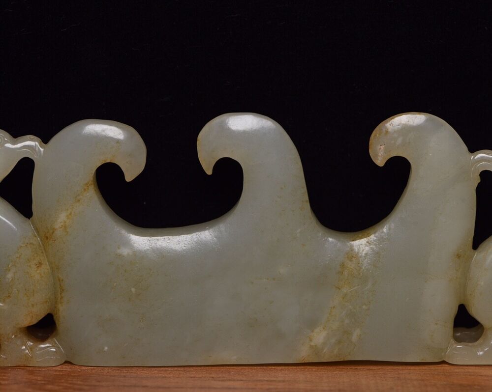 Chinese Natural Hetian Jade Carved Exquisite Penholder Figurines Desk Ornaments