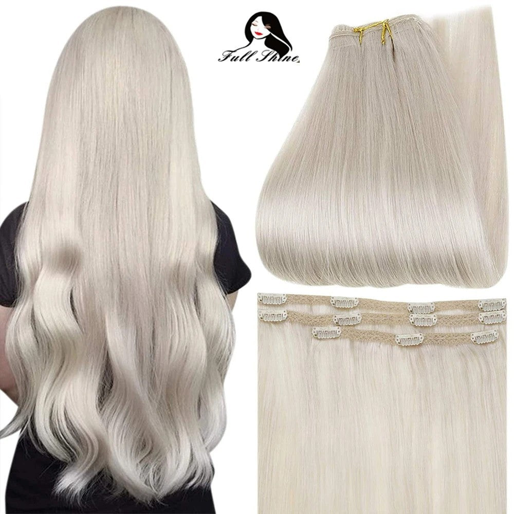 Full Shine 50 Grams 100% Real Clip Remy Human Hair Extensions Full Head Thick