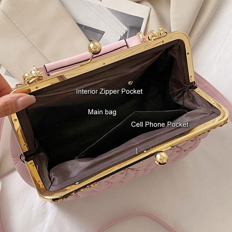 Women's Bag Crossbosy Bag Pleated Handbag Women Pearl Chain Totes Bags Women
