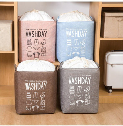 Foldable Super Large Laundry Basket Drawstring Cover Water-Proof Storage Bag 75L