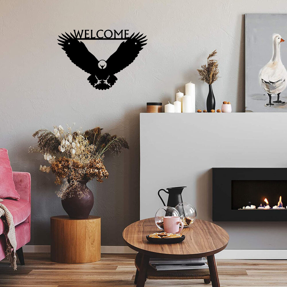 Eagle Welcome Sign - Size 12" x 8" Metal Wall Art