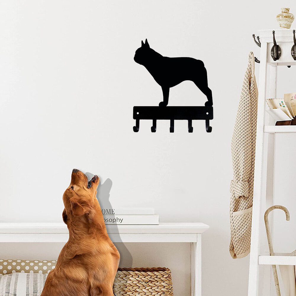 French Bulldog- Key Rack & Dog Leash Hanger- 9 inch/6 inch Wide Metal Wall Art
