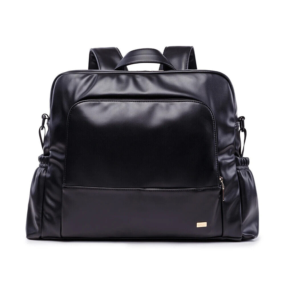 Black Diaper Bag Smooth Nursing Changing Backpack for Newborn Baby 2 Straps