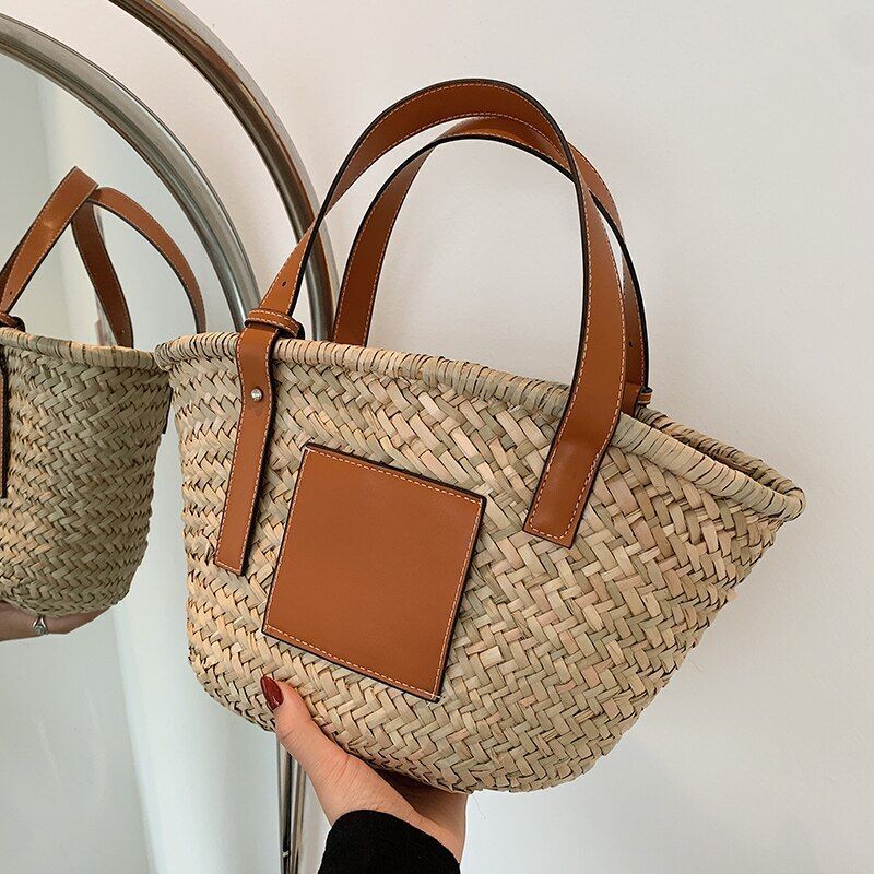 Weave Straw Rattan Crossbody Shoulder Bag Beach Handbag Purse 39*12*21 CM Pouch