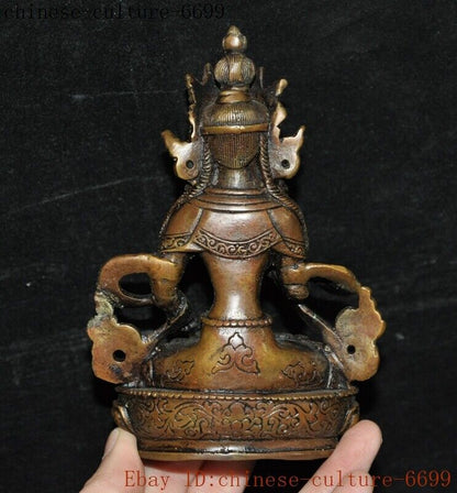 Bronze Green Tara Spring Yin Guanyin Buddha Statue In Ancient Tibetan Buddhism