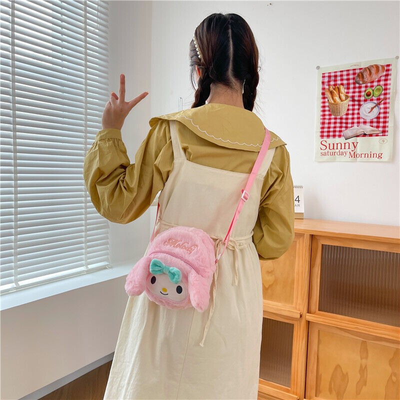 Sanrio Plush Diagonal Straddle Bag Kuromi Melody Makeup Bag