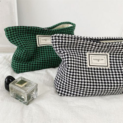 Lattice Cosmetic Bag Large Black Makeup Bag Travel Beauty Case Storage Organizer