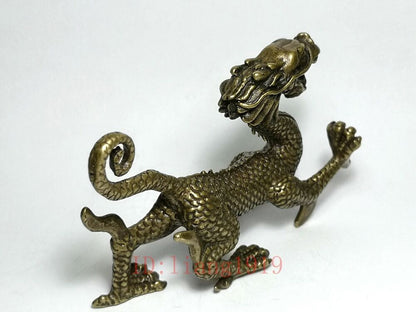China Bronze Carving Zodiac dragon loong Statue fengshui Ornament Collection