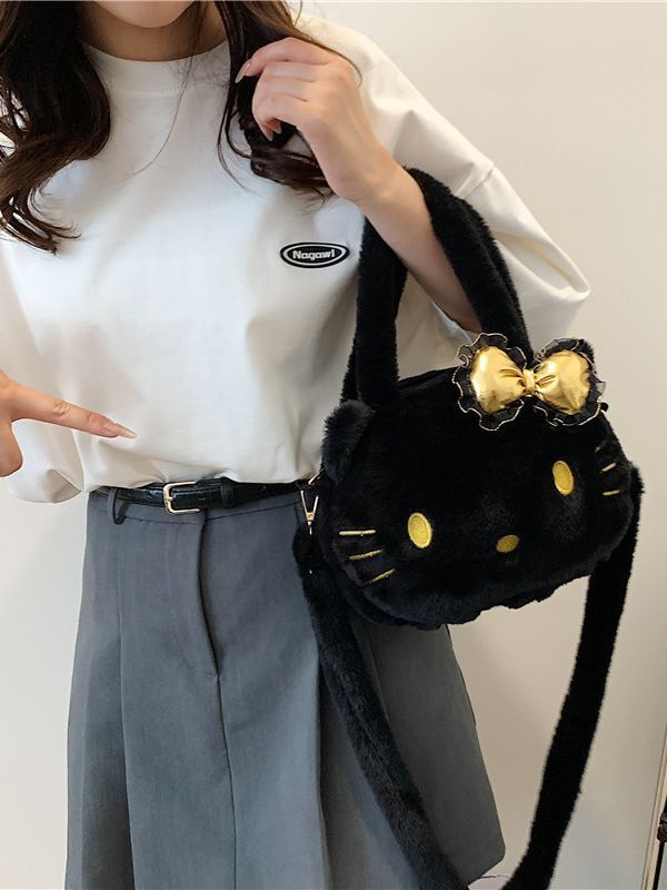 Girls Cute Hello Kitty Handbags Hello Kitty Shoulder Bags Plush Crossbody Bag