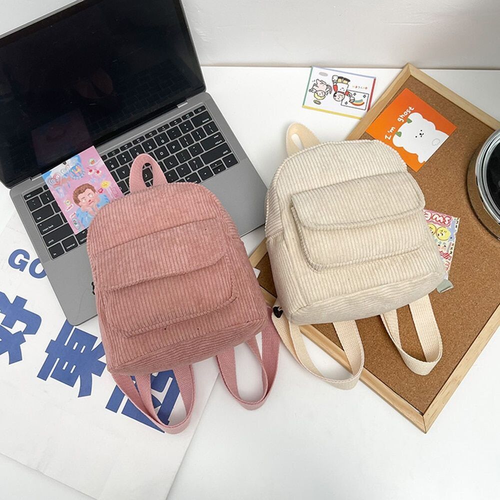 Fashion Women Backpack Corduroy Small Student Bookbag Traveling 19*19*9CM Square