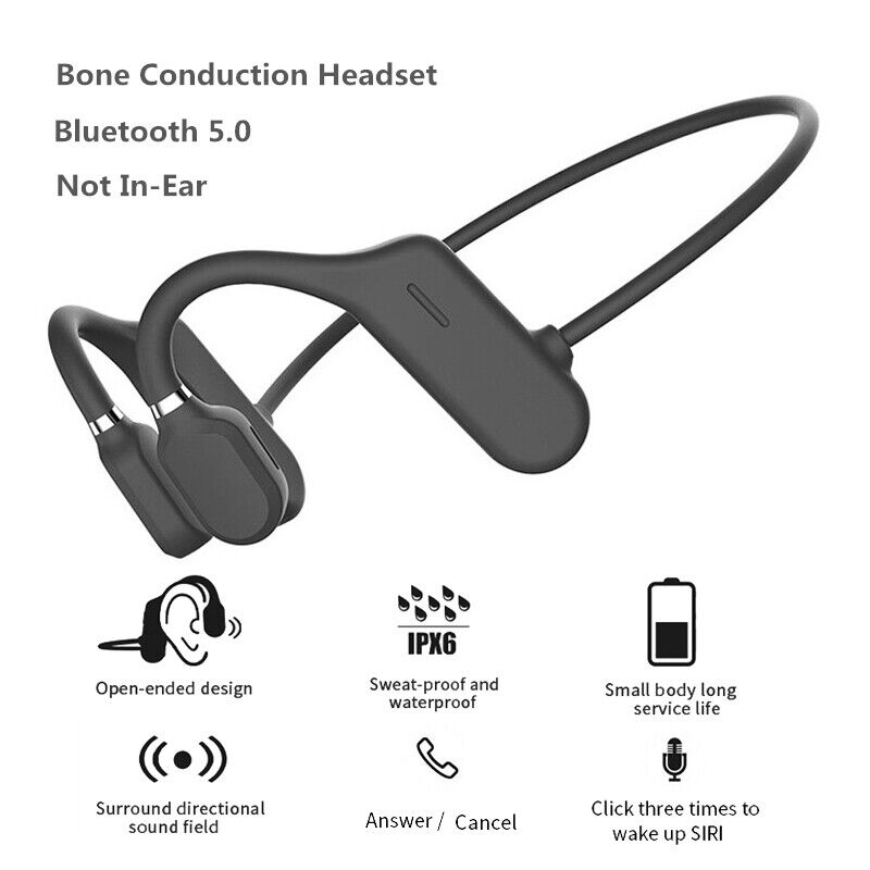 Bone Conduction Headphones Bluetooth 5.0 Wireless Earbuds Open Ear Sport Headset