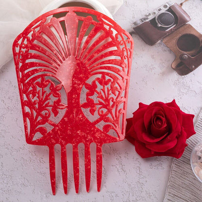 Women Headdress Hair Combs Clips Colorful Acetate Flamenco Accessories 19.5x27cm