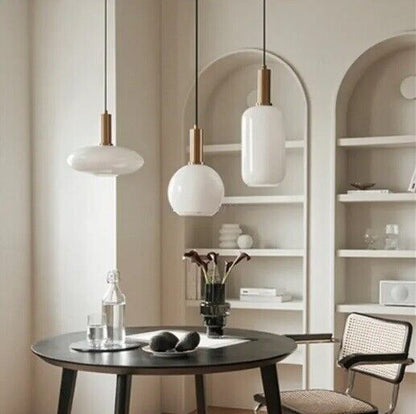 Pendant Lamp Glass White Gold Modern Design Simple Art Restaurant Bedroom Lights