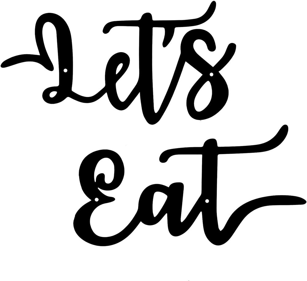 2 Pieces Let's Eat Metal Sign, Rustic Black Cutout Eat Kitchen Decor