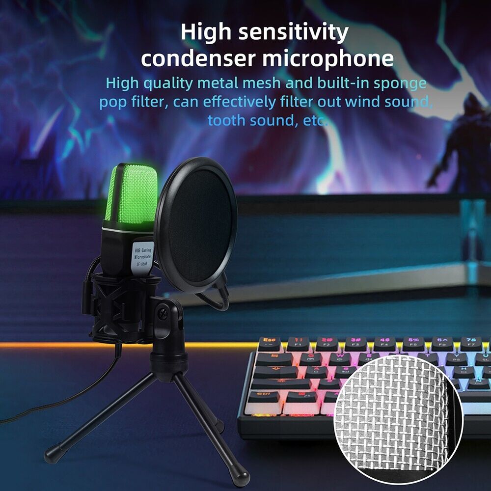 Microphone Mic Kit Broadcasting Studio Recording Condenser tripod For PC Laptop
