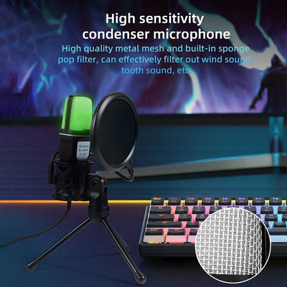 Microphone Mic Kit Broadcasting Studio Recording Condenser tripod For PC Laptop