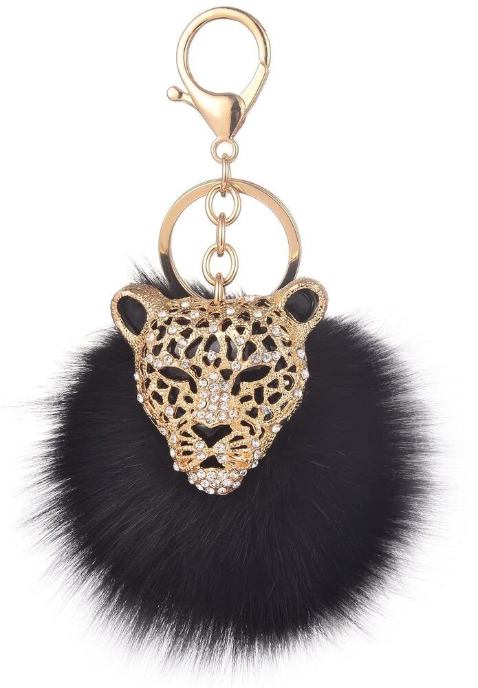 SUESUU Leopard Handbag Charms Accessories Purse Keychain for Large, Black