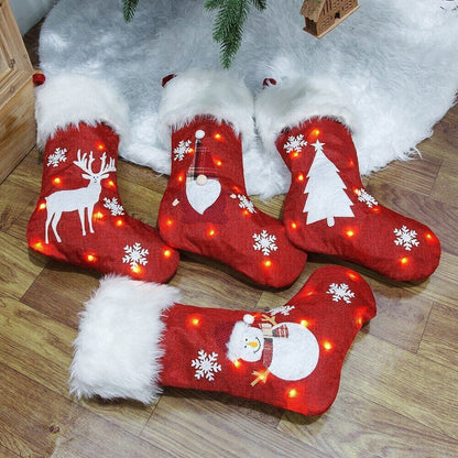Christmas Stockings Luminous Santa Socks Xmas Bag Christmas Tree Kids Gift