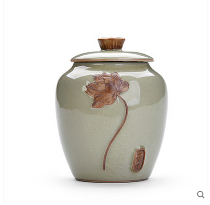 Exquisite Chinese Ceramic Tea Caddy Tea Canister Pot Sugar Coffee Bean Tea Jar