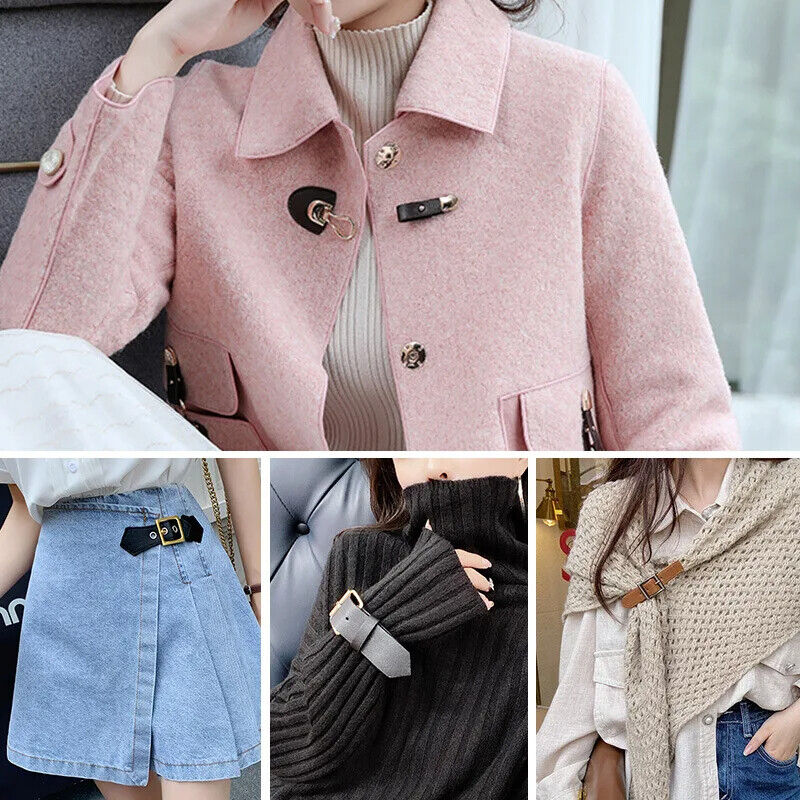 Women Belt Buckle Metal Coat Windbreaker Cardigan Jacket Leather Hook Decoration