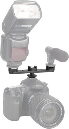 Triple Cold Shoe Mount Extension Bar Hot Shoe Adapter Camera Bracket w 1/4 Screw